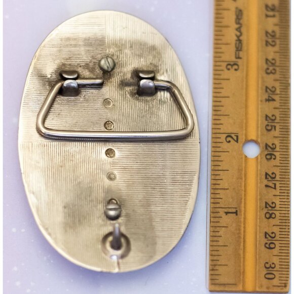 Vintage Round Oval Gold Tone Symbolic Bird Emblem Belt Buckle - J31 - Picture 3 of 3